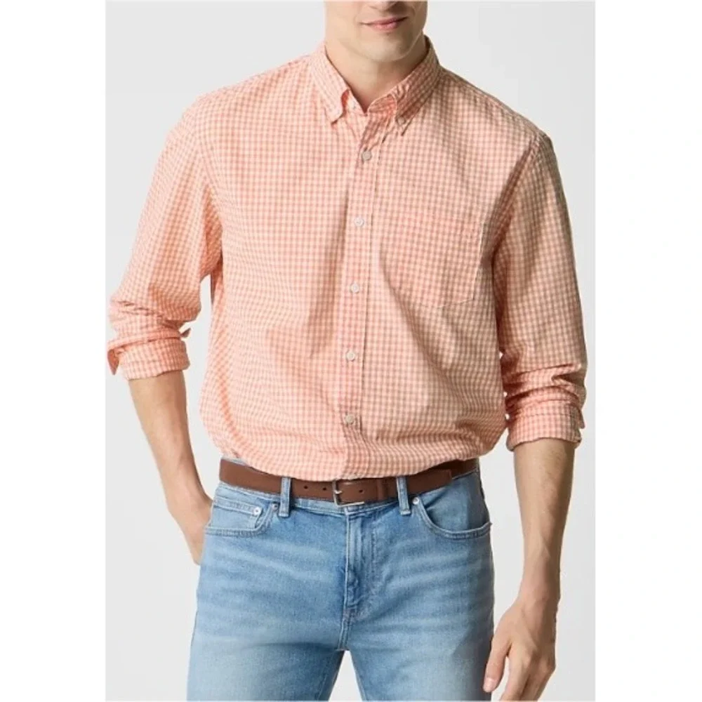 J. Crew Flex Washed Shirt Mens Small Gingham Check Button Down NWT $98‎